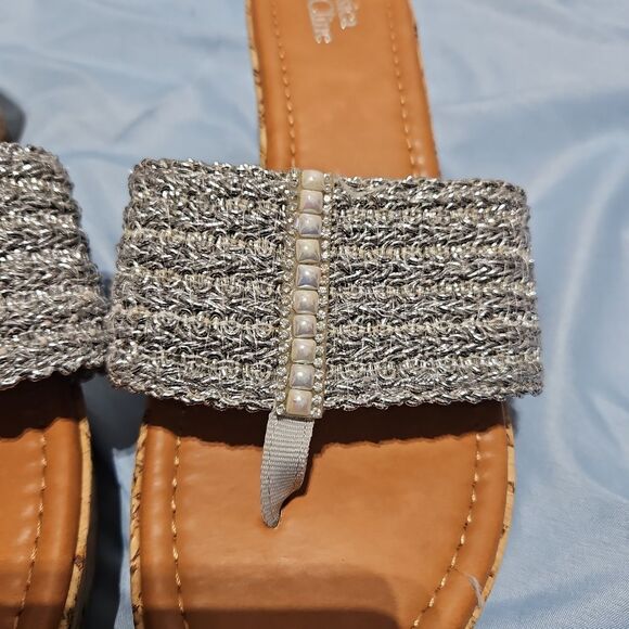 Jessica Cline 9.5 Platform Cork Wedge Thong Sandals - Picture 7 of 7